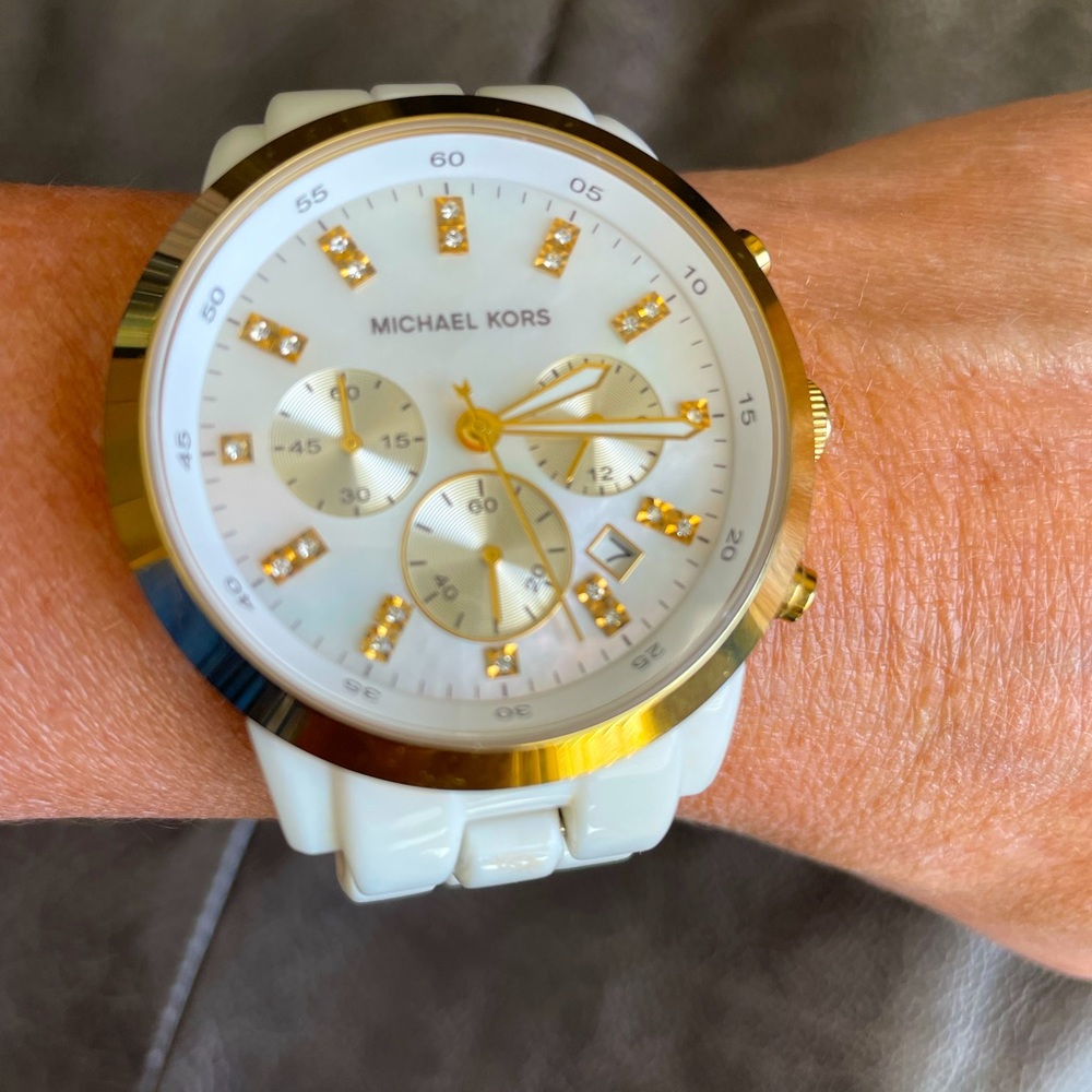 Michael Kors White Acrylic Chronograph watch